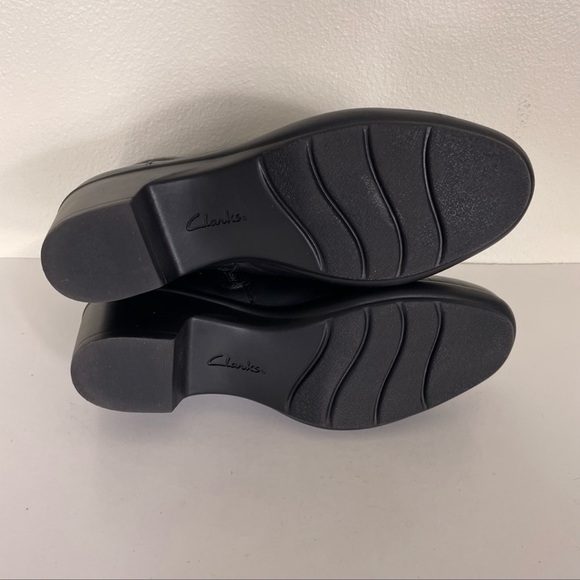 Clarks Black Leather Low Heel Mid-Calf Boots - Picture 4 of 4